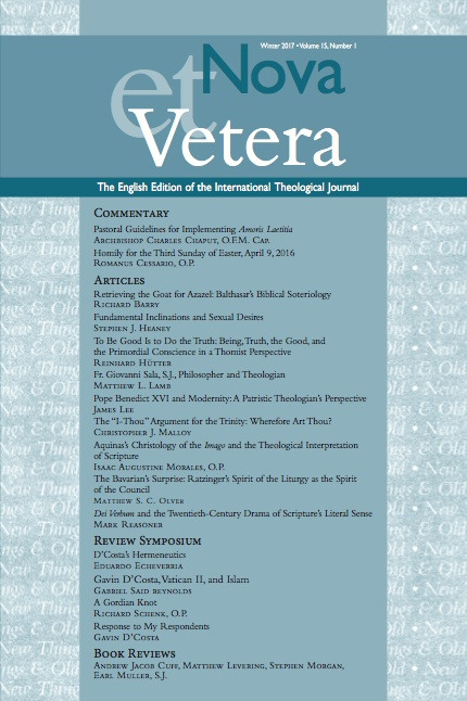 Nova et Vetera, Vol. 15, No. 1 (Winter 2017)