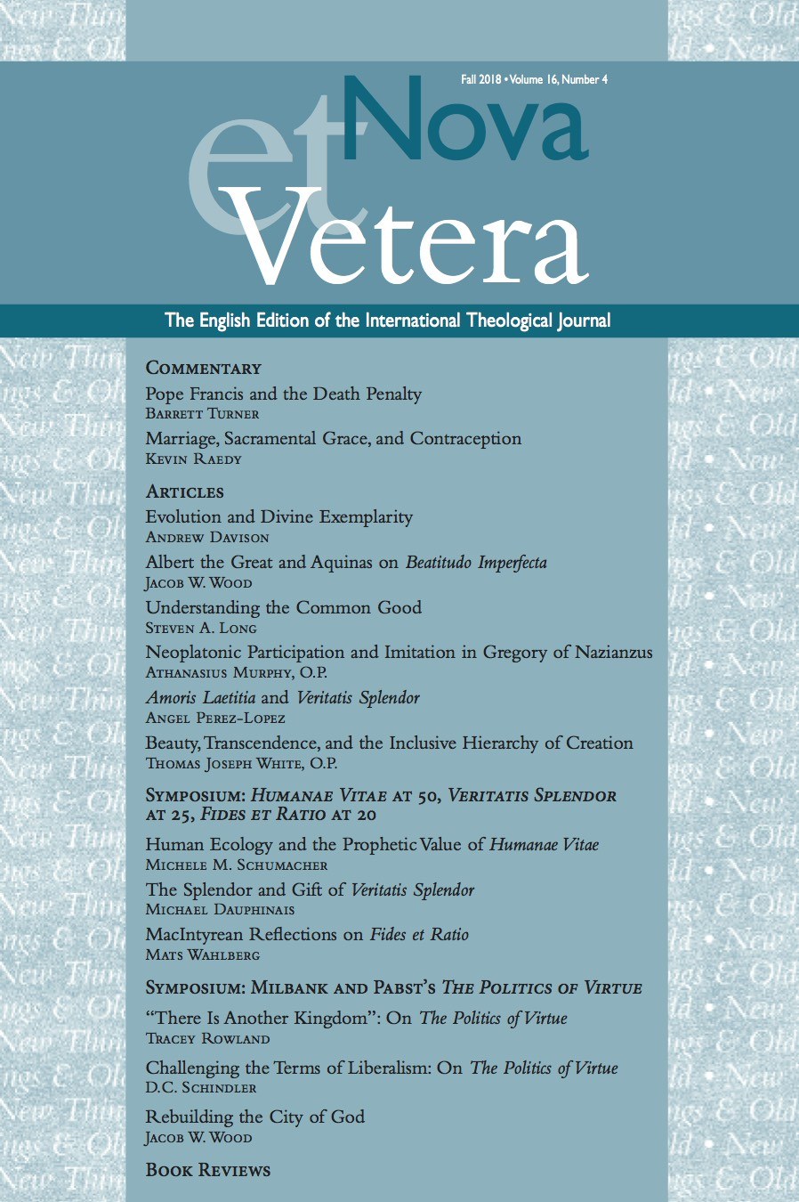 Nova et Vetera, Vol. 16, No. 4