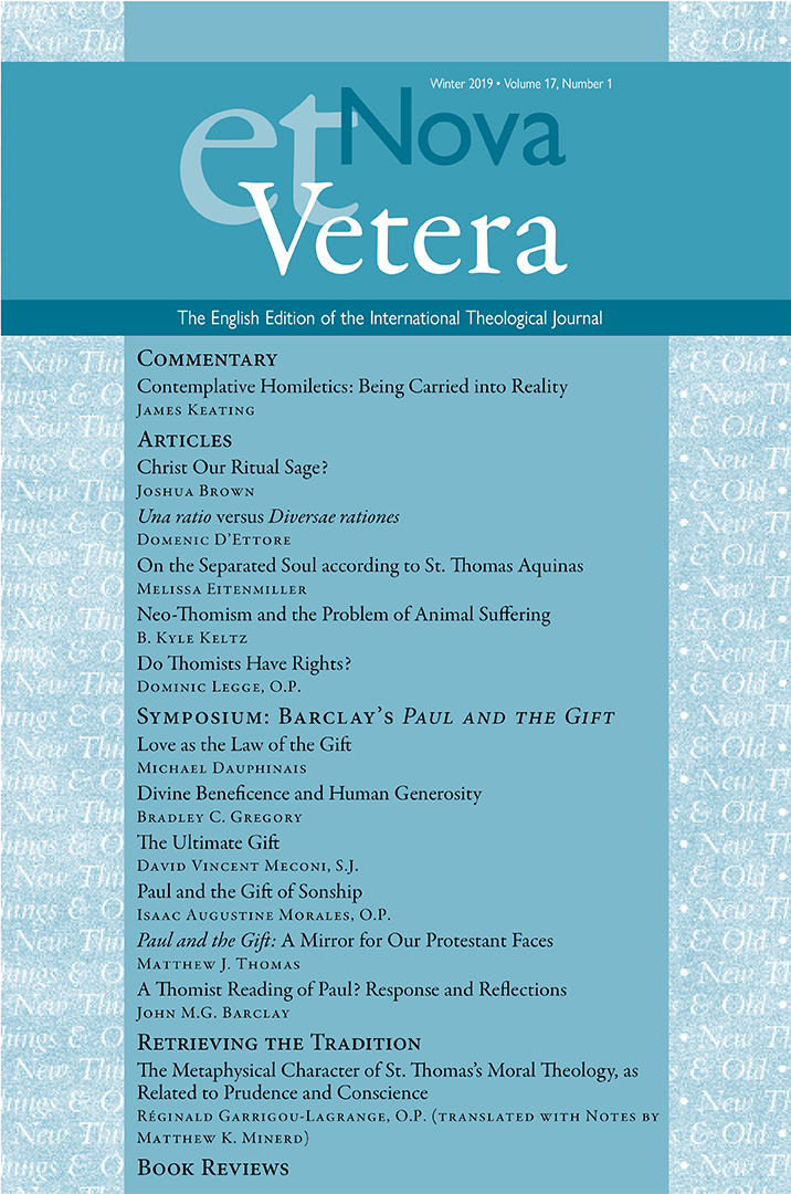 Nova et Vetera, Vol. 17, No. 1 (Winter 2019)