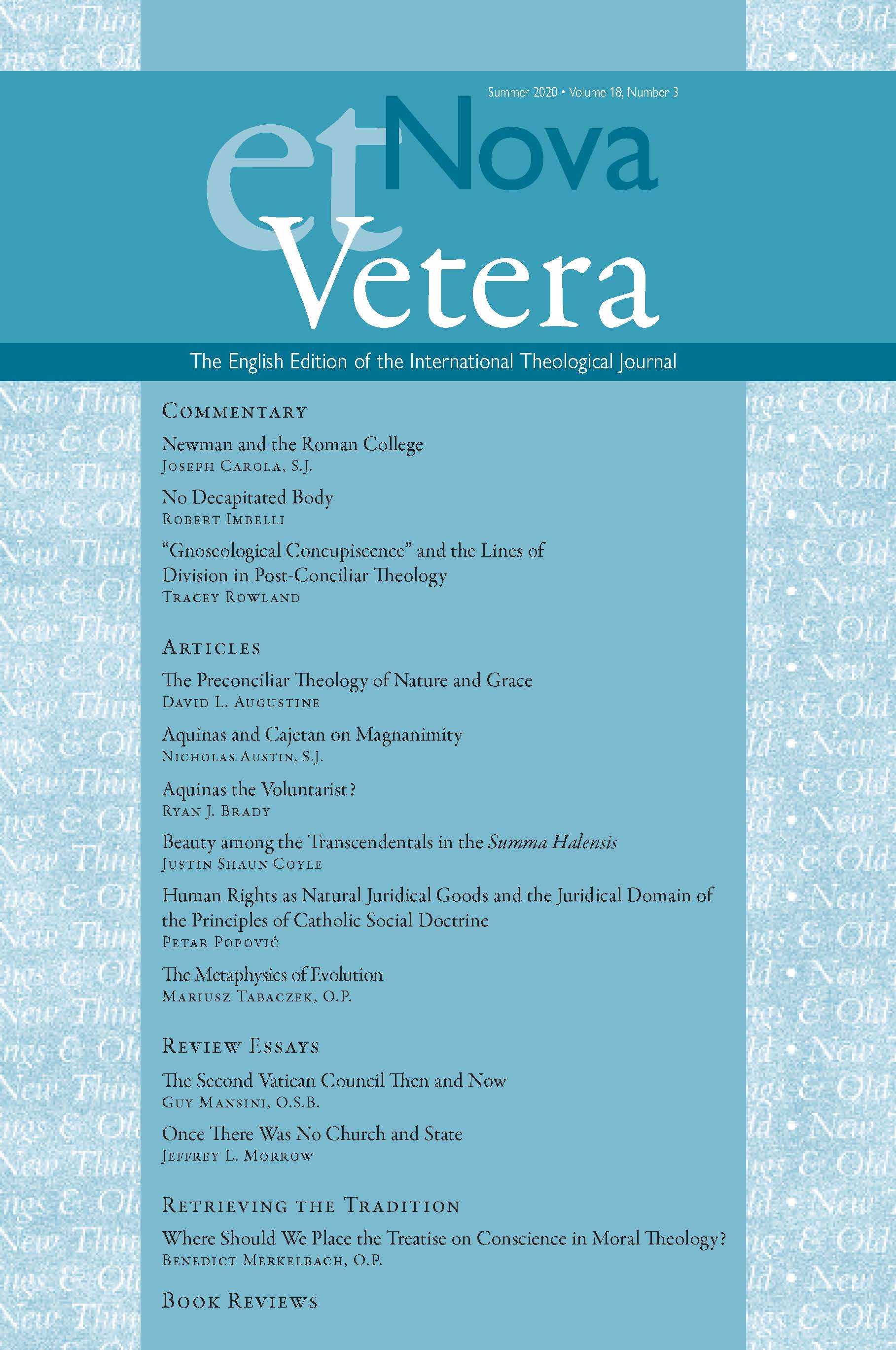 Nova et Vetera, Vol. 18, No. 3 (Summer 2020)