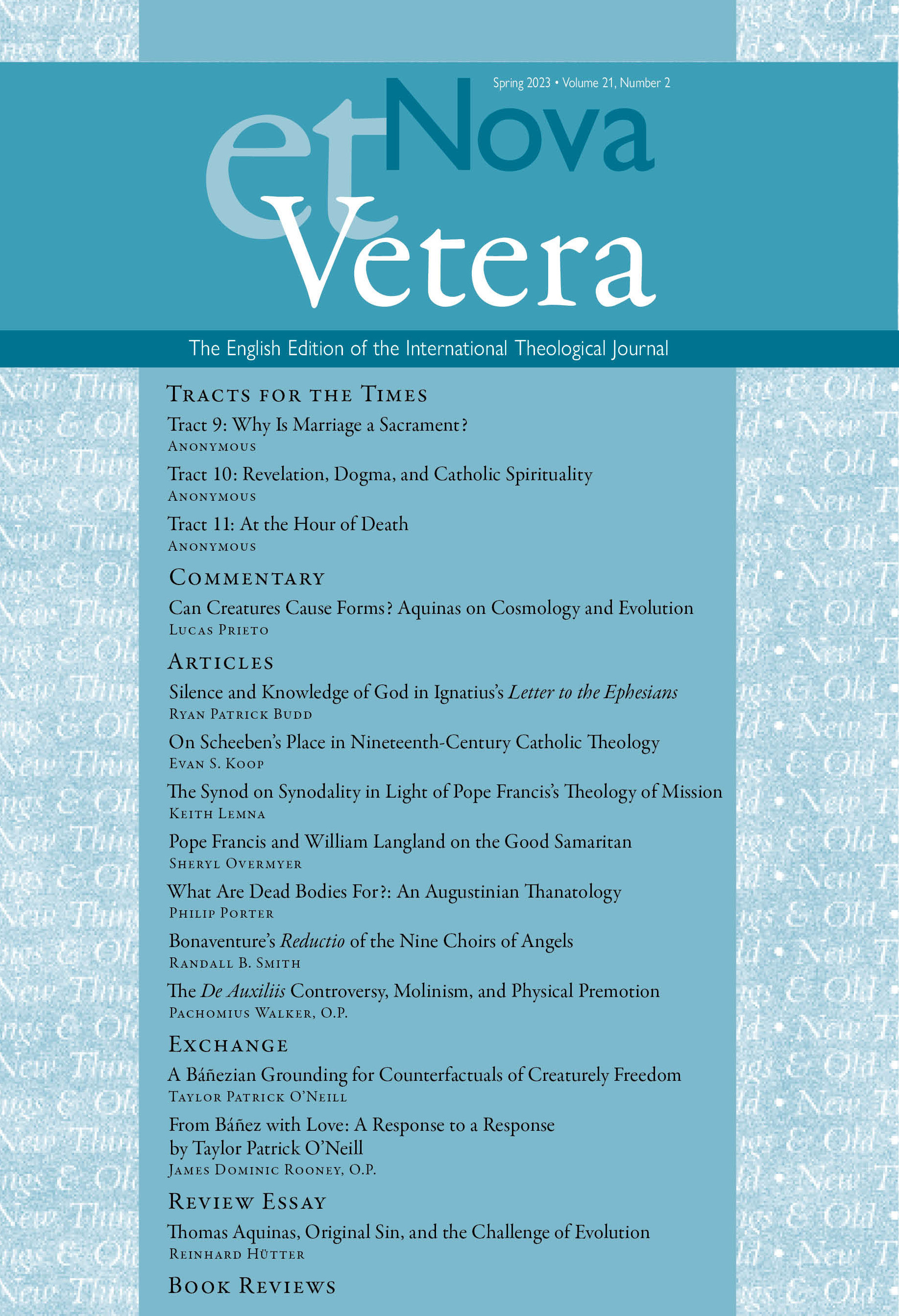 Nova et Vetera, Vol. 21, No. 2 (Spring 2023)