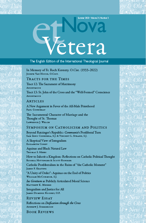 Nova et Vetera, Vol. 21, No. 3 (Summer 2023)