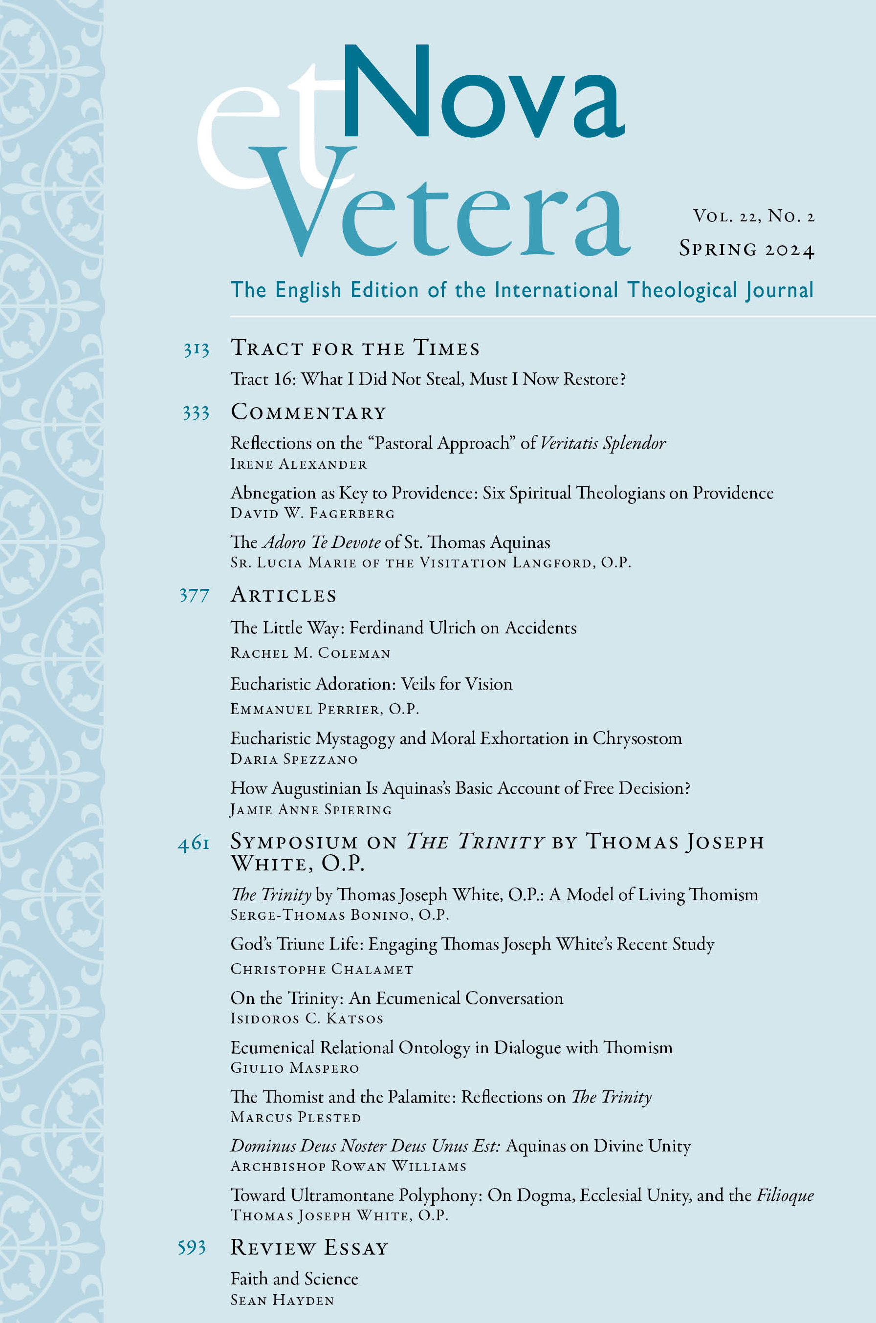 Nova et Vetera, Vol. 22, No. 2 (Spring 2024)