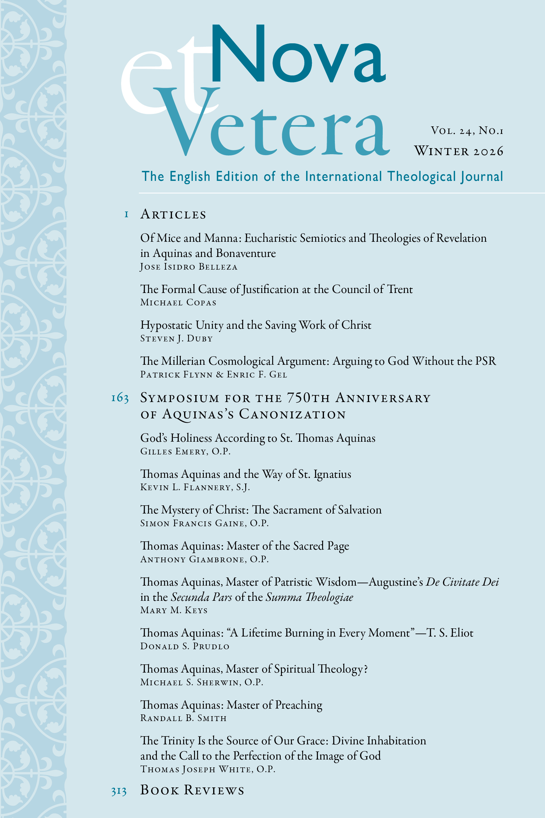 Nova et Vetera, Vol. 24, No. 1 (Winter 2026)